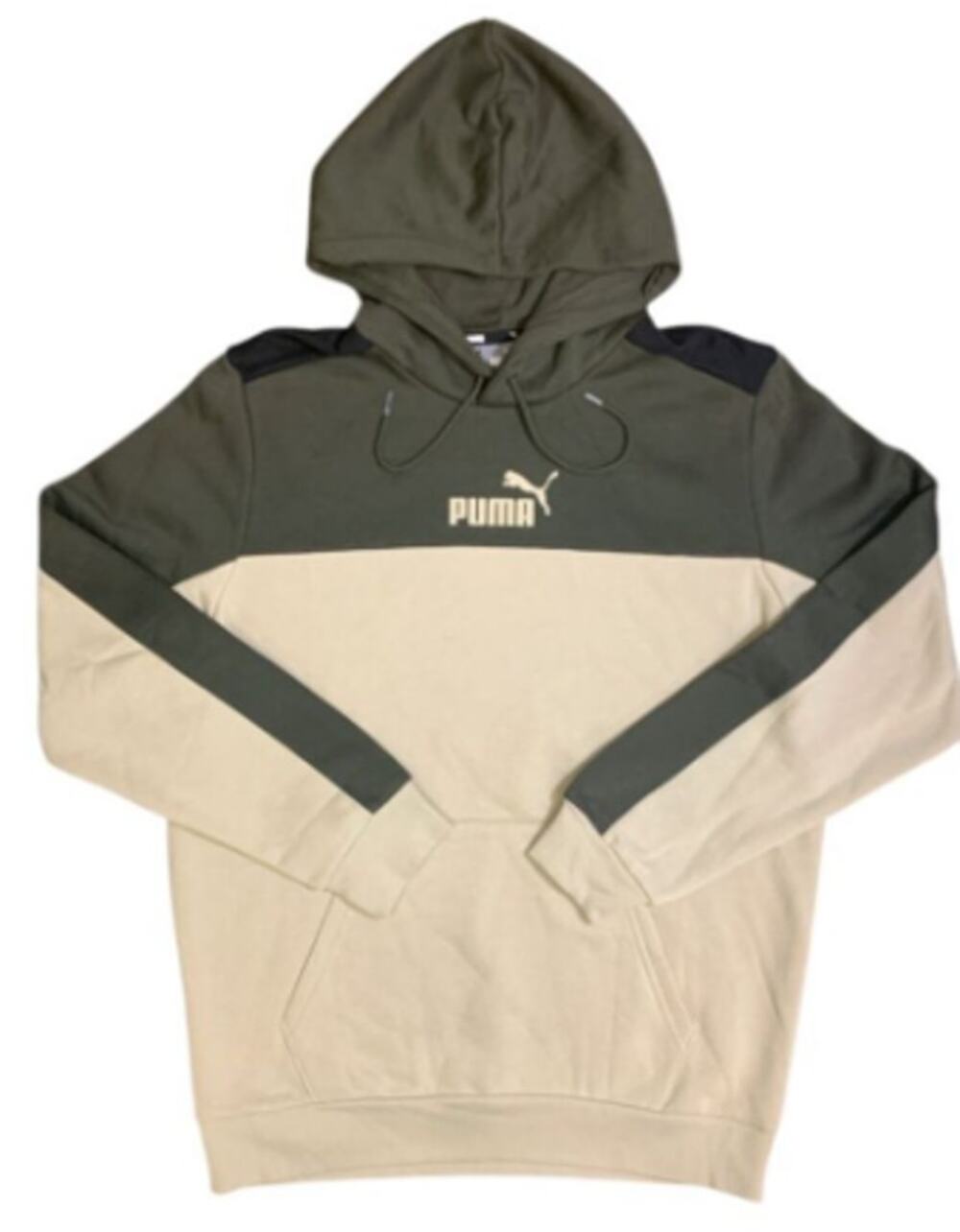 Mens Puma Hoodie US Size M / Tan, Army Green, & Black / Color Block / Fleece